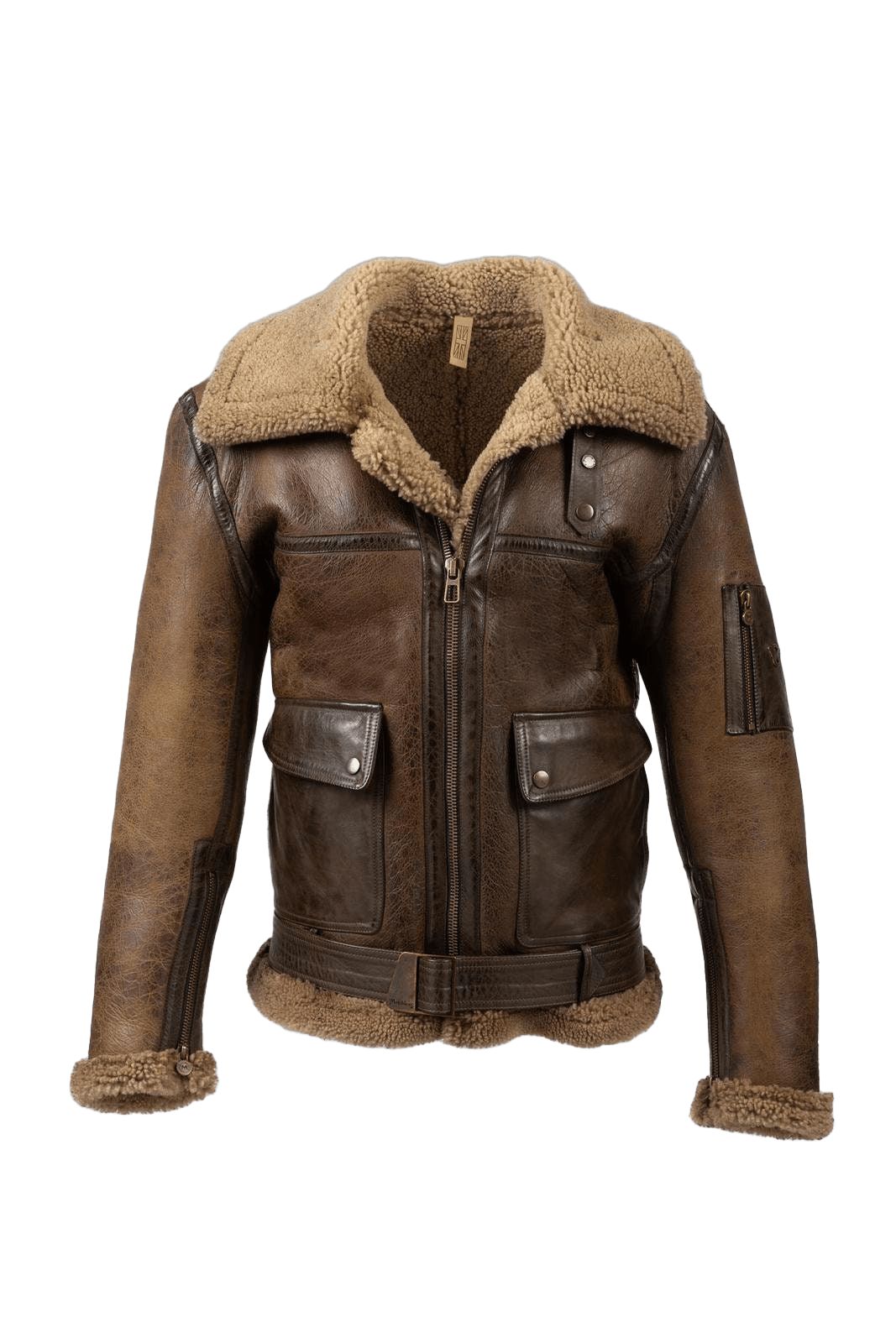 Men's B3 Aviator RAF Brown Sheepskin Leather Jacket, Faux Fur Shearling ...